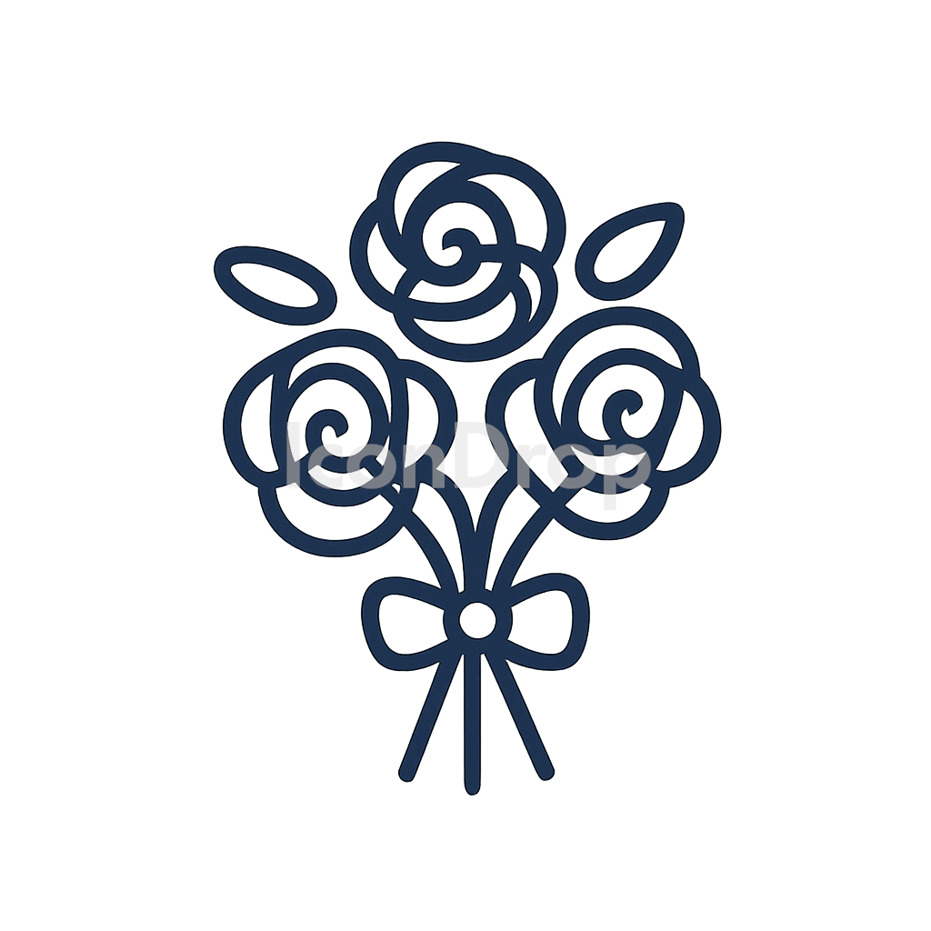 結婚式の花（ウェディングフラワー）のアイコン アウトライン