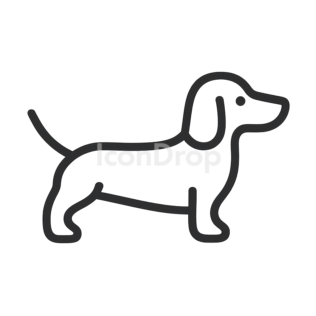 Weiner Dog Icon Outline