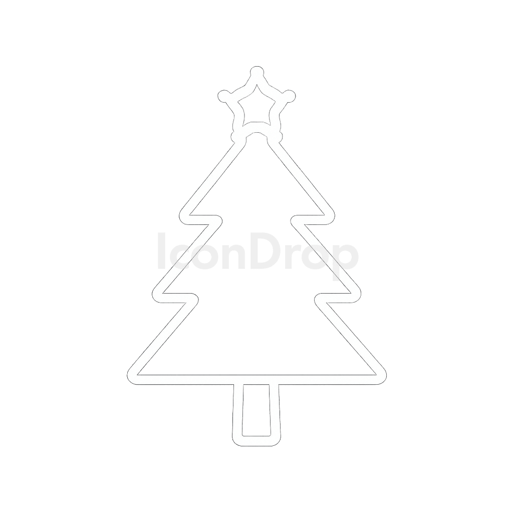 白いクリスマスツリーのアイコン アウトライン