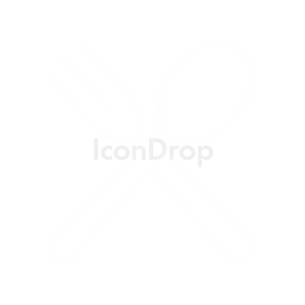 白いフォークとスプーンのアイコン アウトライン