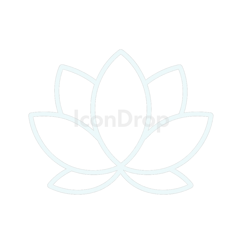 白いハスの花のアイコン アウトライン