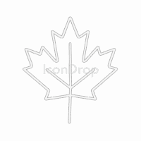 白いカエデの葉のアイコン（アウトライン）