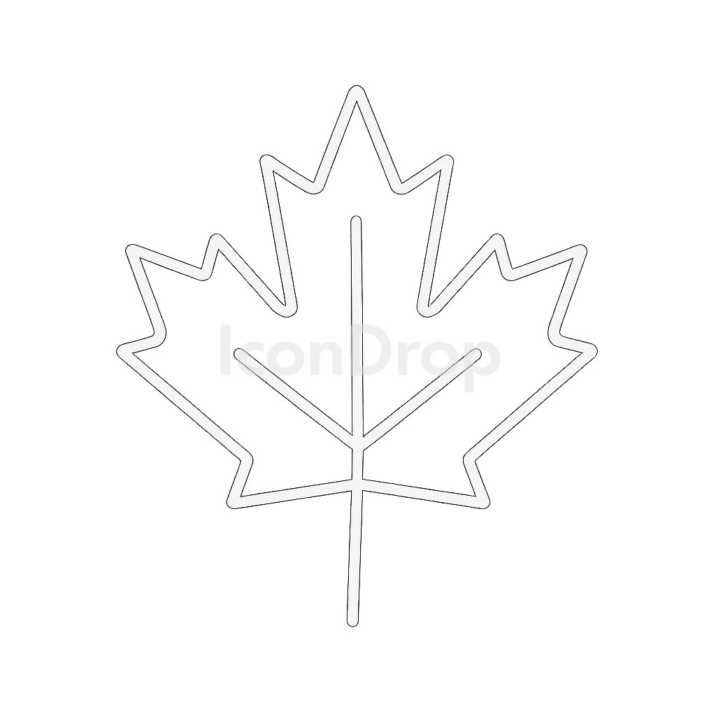 白いカエデの葉のアイコン アウトライン