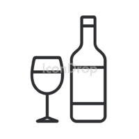 Wine Glass And Bottle Icon Outline