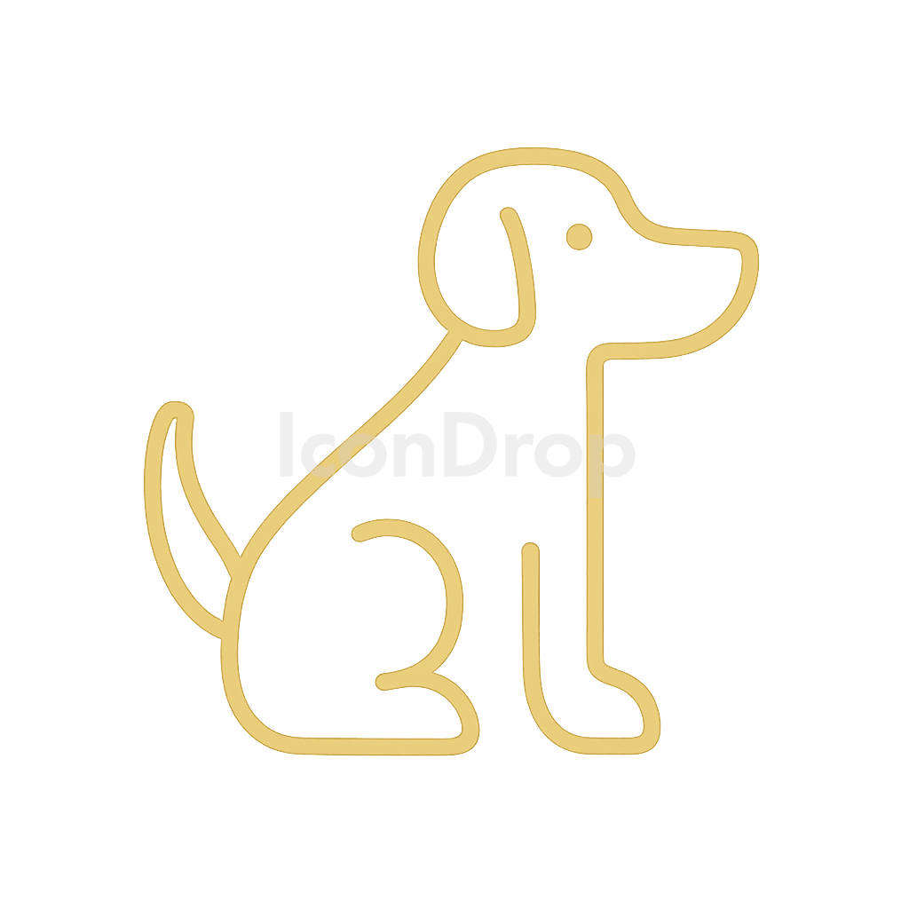 黄色い犬のアイコン アウトライン