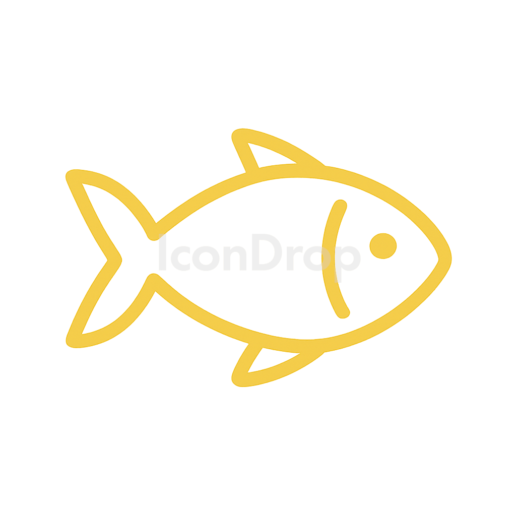 黄色い魚のアイコン アウトライン
